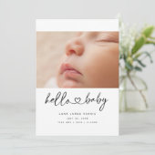 Helloベビーハートスクリプトフラットアナウンスメントカード 案内状 (スタンド正面)