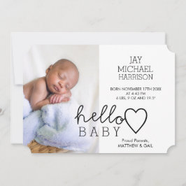 Helloベビーハート誕生発表 案内状