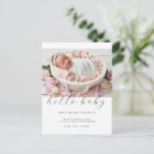 Helloベビーモダンシンプル写真誕生のお知らせ ポストカード (スタンド正面)