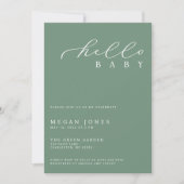 HelloベビーモダンスクリプトMinimalist Baby Shower 招待状 (正面)