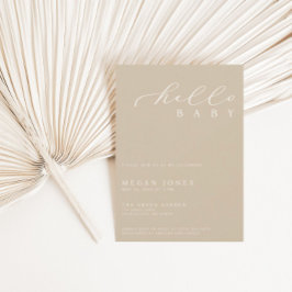 HelloベビーモダンスクリプトMinimalist Baby Shower 招待状