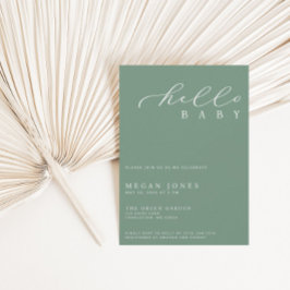 HelloベビーモダンスクリプトMinimalist Baby Shower 招待状