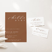 HelloベビーモダンスクリプトMinimalist Baby Shower 招待状