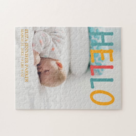 HELLOベビー写真の生誕発表名と統計 ジグソーパズル (横)
