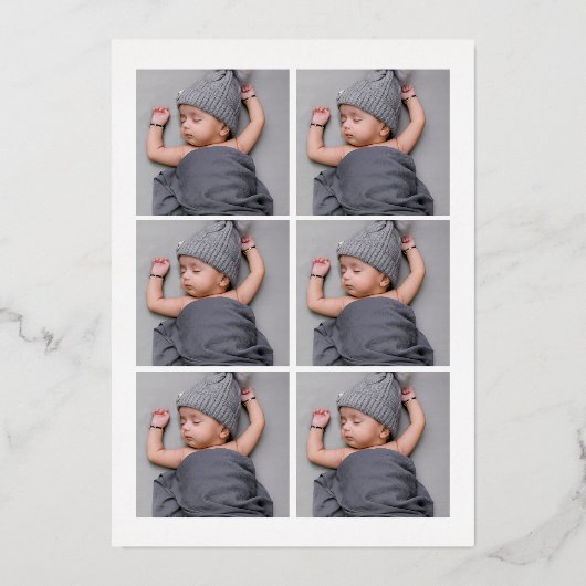 Helloベビー写真の誕生モダン発表 箔招待状 (裏面)