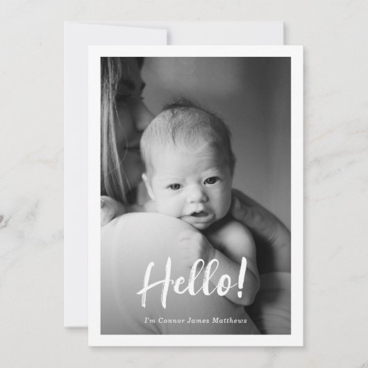 Helloベビー写真の誕生発表 招待状 (正面)