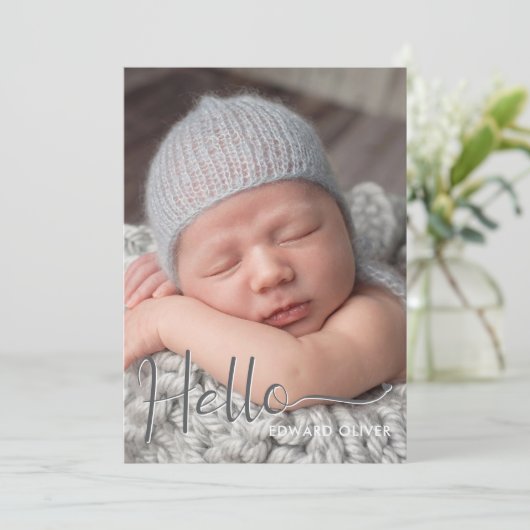 Helloベビー写真の誕生発表 案内状 (スタンド正面)