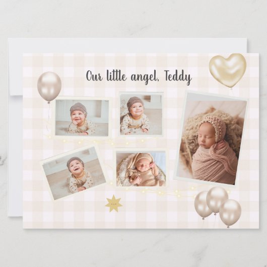 Helloベビー写真の誕生発表 案内状 (正面)