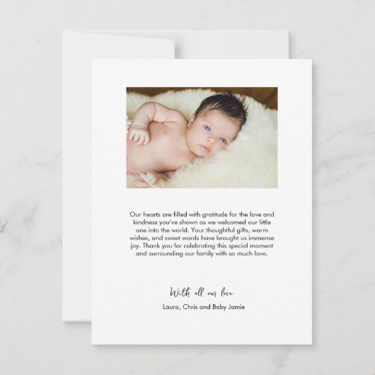 Helloベビー写真誕生のお知らせ サンキューカード (裏面)