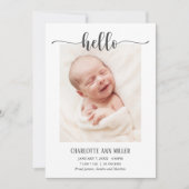 Helloベビー誕生発表写真カード 案内状 (正面)