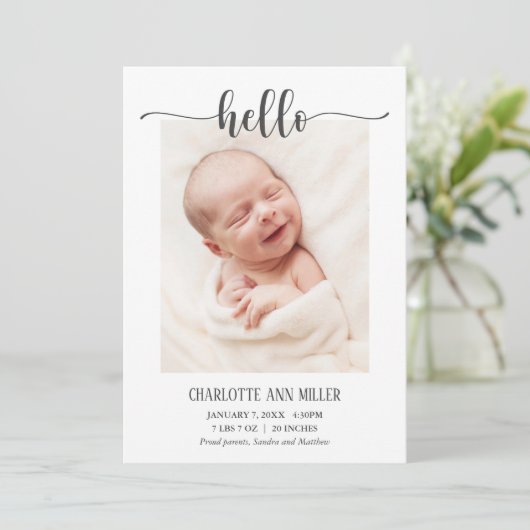 Helloベビー誕生発表写真カード 案内状 (スタンド正面)