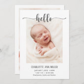 Helloベビー誕生発表写真カード 案内状 (正面/裏面)