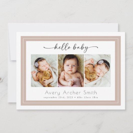 Helloベビー3 Photo Script誕生発表 招待状 (正面)