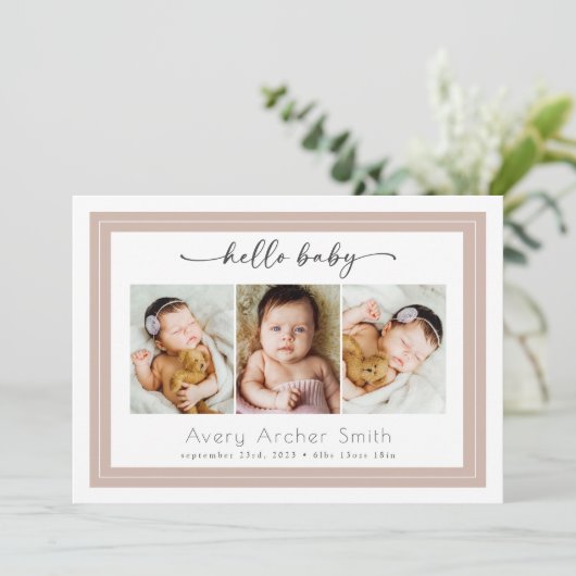 Helloベビー3 Photo Script誕生発表 招待状 (スタンド正面)