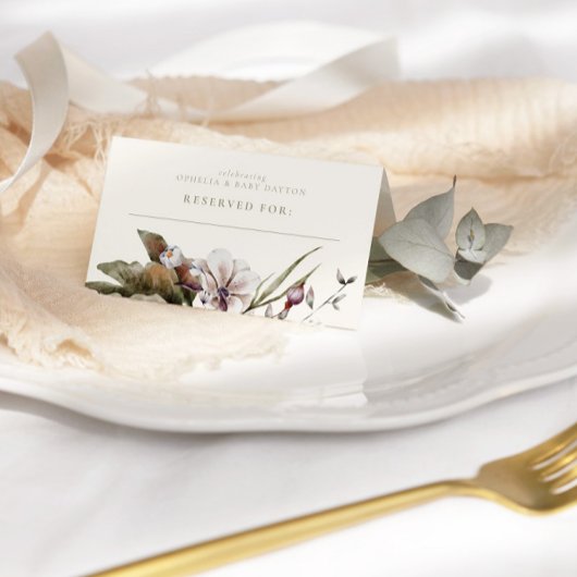 HELLOベビー |ミニマリストのセージとアイボリーへようこそ プレイスカード