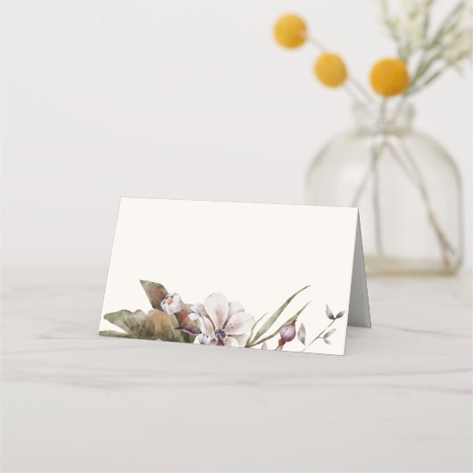 HELLOベビー |ミニマリストのセージとアイボリーへようこそ プレイスカード (裏面)