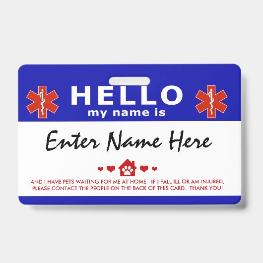 HELLOペットを待たせてある バッジ (正面)