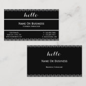 Helloメッセージ付き黒クラシックと白のメッセージ 名刺 (正面/裏面)