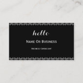 Helloメッセージ付き黒クラシックと白のメッセージ 名刺 (裏面)