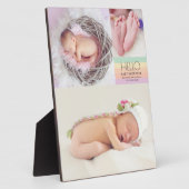 Helloモダンベビー写真誕生日の統計 フォトプラーク (側面)