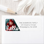 Helloモダン Birth Announcement with Photo Return ラベル (インサイチュ)