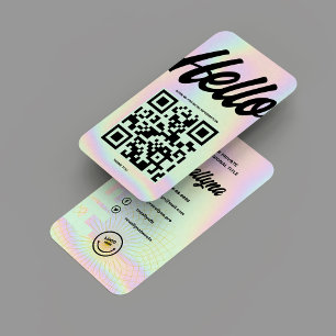 HELLOモノグラムモダンロゴホログラフィックQR 名刺