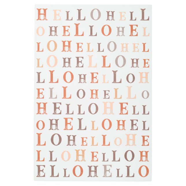 Helloランダム文字の自然色 メタルプリント (正面)