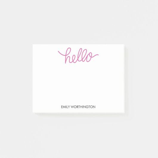HelloレタリングカスタムPost-it®メモ(明るい赤紫色) ポストイット (正面)