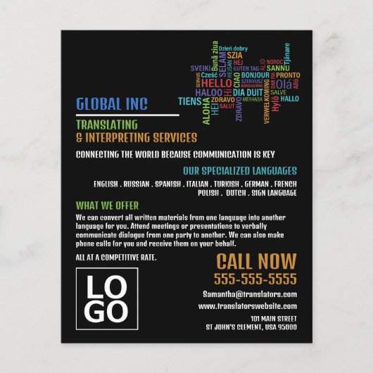 Helloロゴ、トランスレータ&インタープリタ チラシ (正面)