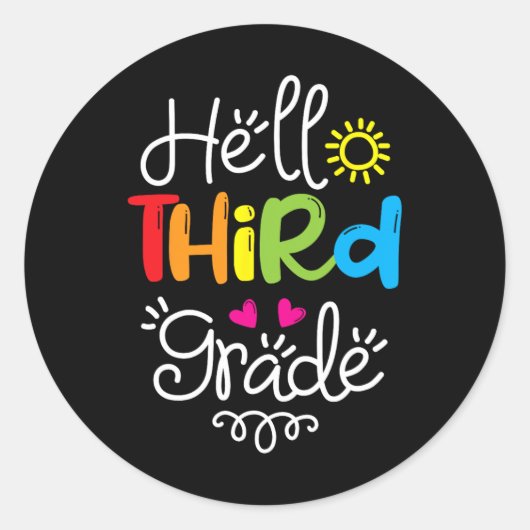 Hello三年生おもしろい三年生新学期Gi ラウンドシール (正面)