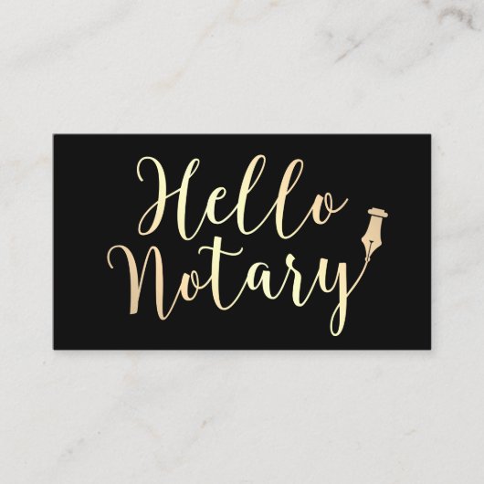 Hello公証人ローン署名エージェントエレガントブラック金ゴールド 名刺 (正面)