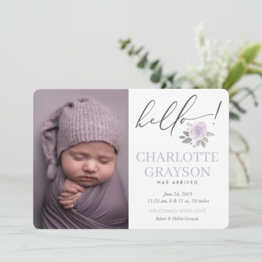 Hello写真モダンベビー誕生発表カード 案内状 (スタンド正面)