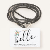 Hello名前をカスタムするフローラエッジ バッジ (正面ランヤード)