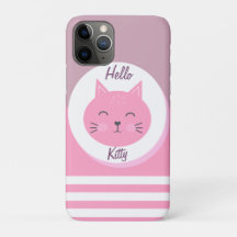 Hello子猫iPhone 11 Proケースホワイト&ピンクカラー