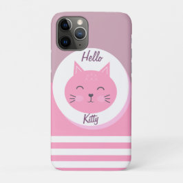 Hello子猫iPhone 11 Proケースホワイト&ピンクカラー iPhone 11 Proケース