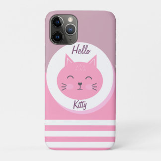 Hello子猫iPhone 11 Proケースホワイト&ピンクカラー iPhone 11 Proケース