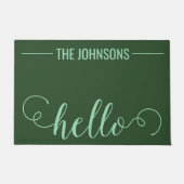 HELLO家族パーソナライズされた名ウェルカムマットハンター ドアマット (正面)