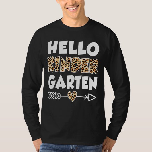 Hello幼稚園ヒョウ印刷幼稚園Teac Tシャツ (正面)