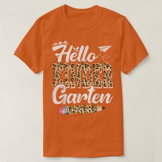 Hello幼稚園ヒョウ柄の幼稚園バック Tシャツ (デザイン正面)