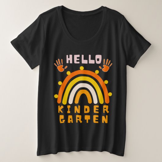 HELLO幼稚園 – カッコいい RAINBOW プラスサイズTシャツ (デザイン正面)