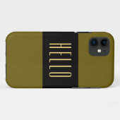 HELLO文字スポーティワイドゴールデンオリーブ黒ストライプ色 Case-Mate iPhoneケース (裏面(横))