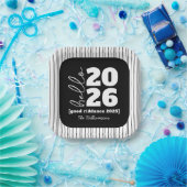 Hello新年はっきりした白黒カスタム年名 ペーパープレート (パーティー)