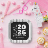 Hello新年はっきりした白黒カスタム年名 ペーパープレート (パーティー)