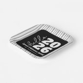 Hello新年はっきりした白黒カスタム年名 ペーパープレート (傾斜あり)