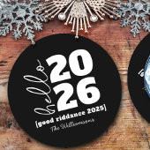 Hello新年はっきりした白黒カスタム年名 ラウンドペーパーコースター