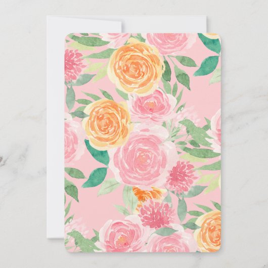 Hello新生児フォトピパーソナライズされたックフラワー 招待状 (裏面)