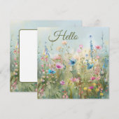 Hello春の花グリーティングカード (正面/裏面)
