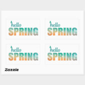 Hello春の長方形のシール。 長方形シール (シート)