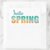 Hello春の長方形のシール。 長方形シール (バッグ)