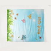 Hello春フォトパーティー背景 タペストリー (正面(横))